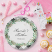 バッファロープレイドウィンターグリーンリース結婚ズ ペーパープレート (パーティー)