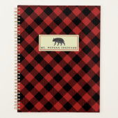 バッファロープレイドウォーターカラーベアパーソナライズされた プランナー手帳 (正面)