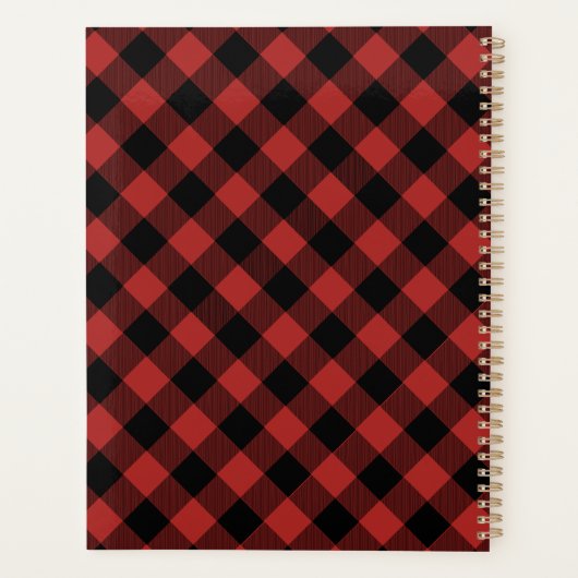 バッファロープレイドウォーターカラーベアパーソナライズされた プランナー手帳 (裏面)