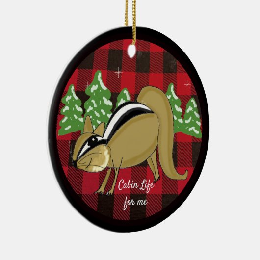 バッファロープレイドウッドランドキャビンライフセラミックオーナメント セラミックオーナメント (右)