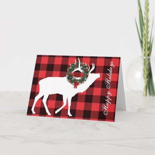 バッファロープレイドエルクシルエットリーステンプレート シーズンカード (正面)