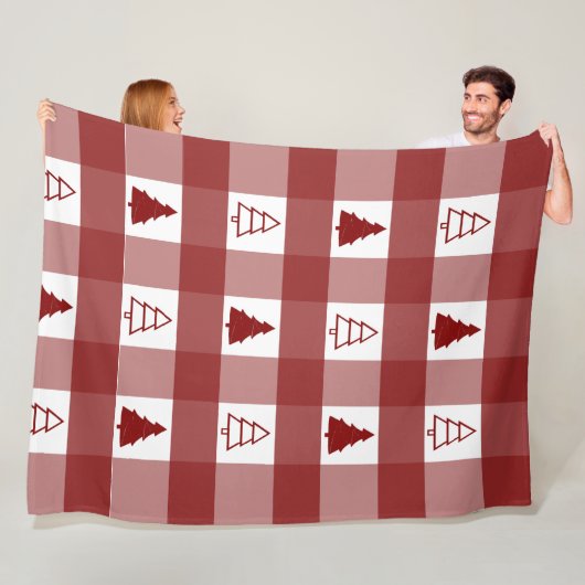 バッファロープレイドオーナメントクリスマスツリー フリースブランケット (インサイチュ)