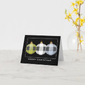 バッファロープレイドオーナメントメリークリスマスカード カード (黄色い花)