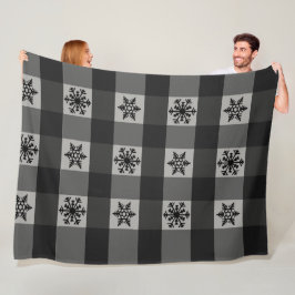 バッファロープレイドオーナメント雪片 フリースブランケット