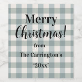 バッファロープレイドカントリーファームハウスメリークリスマス ワインラベル (シングルラベル)