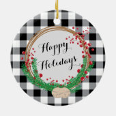 バッファロープレイドキャットフォトオーナメントとリース セラミックオーナメント (裏面)