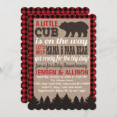 バッファロープレイドクブベビーシャワー招待状 招待状 (正面/裏面)