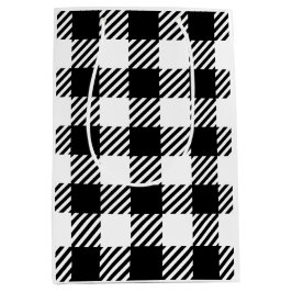 バッファロープレイドクラシックスタイル白黒 ミディアムペーパーバッグ