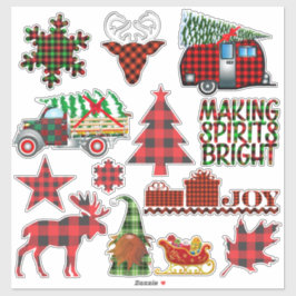 バッファロープレイドクリスマスウィンターホリデーエレメント シール