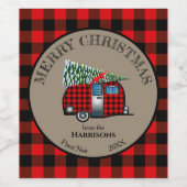 バッファロープレイドクリスマスキャンパートレーラー ワインラベル (シングルラベル)