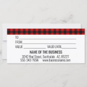 バッファロープレイドクリスマスギフトカードツリーズヒョウ (裏面)