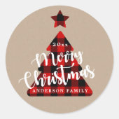 バッファロープレイドクリスマスツリークラフト ラウンドシール (正面)