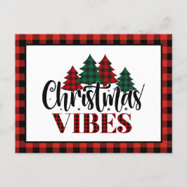 バッファロープレイドクリスマスツリークリスマスビベス シーズンポストカード