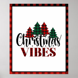 バッファロープレイドクリスマスツリークリスマスビベス ポスター