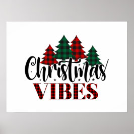 バッファロープレイドクリスマスツリークリスマスビベス ポスター