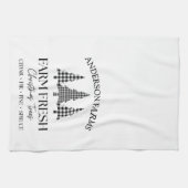 バッファロープレイドクリスマスツリーファーム白黒 キッチンタオル (横)