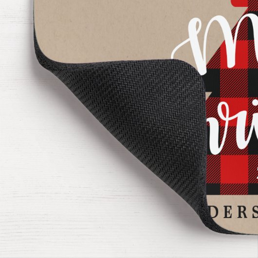 バッファロープレイドクリスマスツリーホリデー マウスパッド (コーナー)