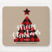 バッファロープレイドクリスマスツリーホリデー マウスパッド (正面)