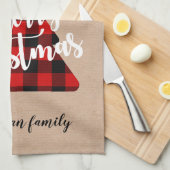 バッファロープレイドクリスマスツリーモノグラム キッチンタオル (四つ折り)