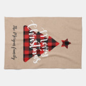 バッファロープレイドクリスマスツリーモノグラム キッチンタオル (横)