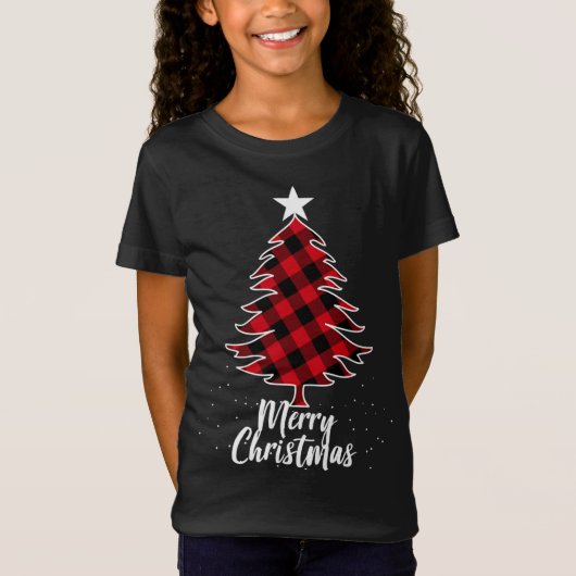バッファロープレイドクリスマスツリー Tシャツ (正面)