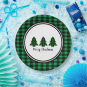 バッファロープレイドクリスマスツリ縁どーズ& ペーパープレート (パーティー)