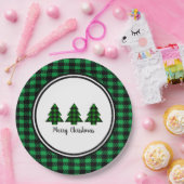 バッファロープレイドクリスマスツリ縁どーズ& ペーパープレート (パーティー)