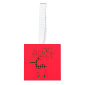 バッファロープレイドクリスマスディアサンダー_コーブ キューブオーナメント (正面)