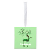 バッファロープレイドクリスマスディアサンダー_コーブ キューブオーナメント (右)