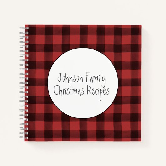 バッファロープレイドクリスマスファミリーレシピノート ノートブック (正面)