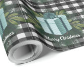 バッファロープレイドクリスマスプレゼント |クリスマスティール(緑がかった色) ラッピングペーパー (ロールコーナー)