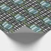 バッファロープレイドクリスマスプレゼント |クリスマスティール(緑がかった色) ラッピングペーパー (角)