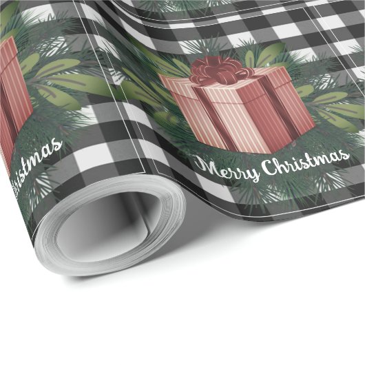 バッファロープレイドクリスマスプレゼント |クリスマス赤 ラッピングペーパー (ロールコーナー)