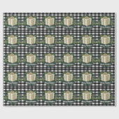 バッファロープレイドクリスマスプレゼント |クリスマス金ゴールド ラッピングペーパー (フラット)