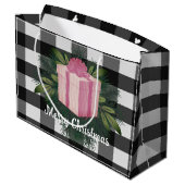 バッファロープレイドクリスマスプレゼント |ピンク ラージペーパーバッグ (裏面アングル)