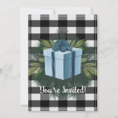 バッファロープレイドクリスマスプレゼント |ブルーホリデーパーティー 招待状 (正面)