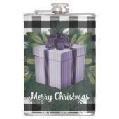 バッファロープレイドクリスマスプレゼント |紫 フラスク (正面)