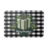 バッファロープレイドクリスマスプレゼント |緑の休日 バスマット (正面)