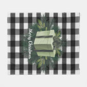 バッファロープレイドクリスマスプレゼント |緑の休日 フリースブランケット (正面(横))