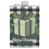 バッファロープレイドクリスマスプレゼント |緑 フラスク (正面)
