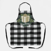 バッファロープレイドクリスマスプレゼント |金ゴールド エプロン (正面)