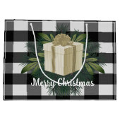 バッファロープレイドクリスマスプレゼント |金ゴールド ラージペーパーバッグ (裏面)