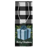 バッファロープレイドクリスマスプレゼント |青い休日 ワインギフトバッグ (裏面)