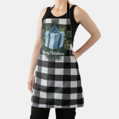 バッファロープレイドクリスマスプレゼント |青 エプロン (インサイチュ)