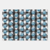 バッファロープレイドクリスマスプレゼント |青 ラッピングペーパーシート (正面2)