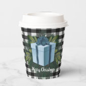 バッファロープレイドクリスマスプレゼント |青 紙コップ (裏面)