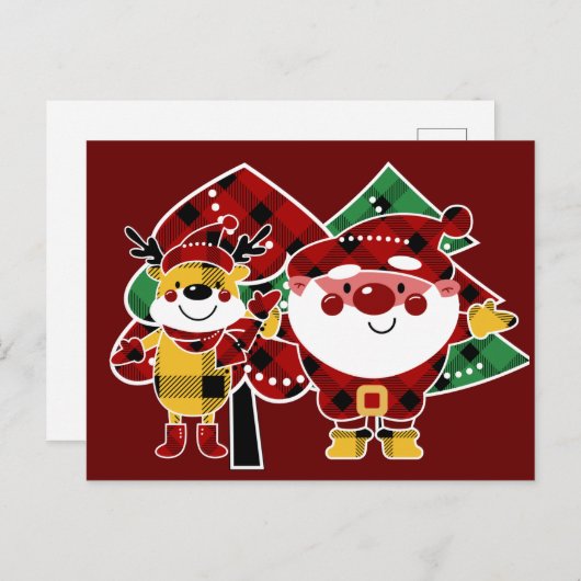 バッファロープレイドクリスマスホリデーポストカード シーズンポストカード (正面/裏面)