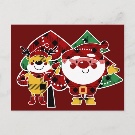 バッファロープレイドクリスマスホリデーポストカード シーズンポストカード (正面)