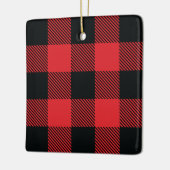 バッファロープレイドクリスマスレッドアンドブラックチェック セラミックオーナメント (左)