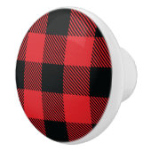 バッファロープレイドクリスマスレッドアンドブラックチェック セラミックノブ (右)